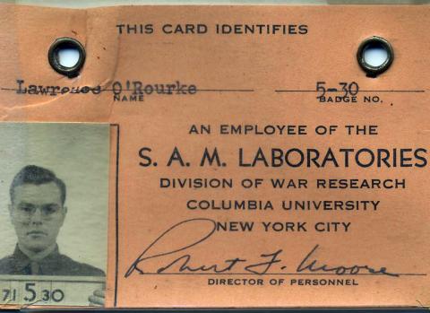 Lawrence O'Rourke SAM badge. Courtesy Larry O'Rourke.